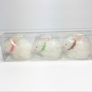 Bunny Candles Trio Floating White Pastel Trim NEW